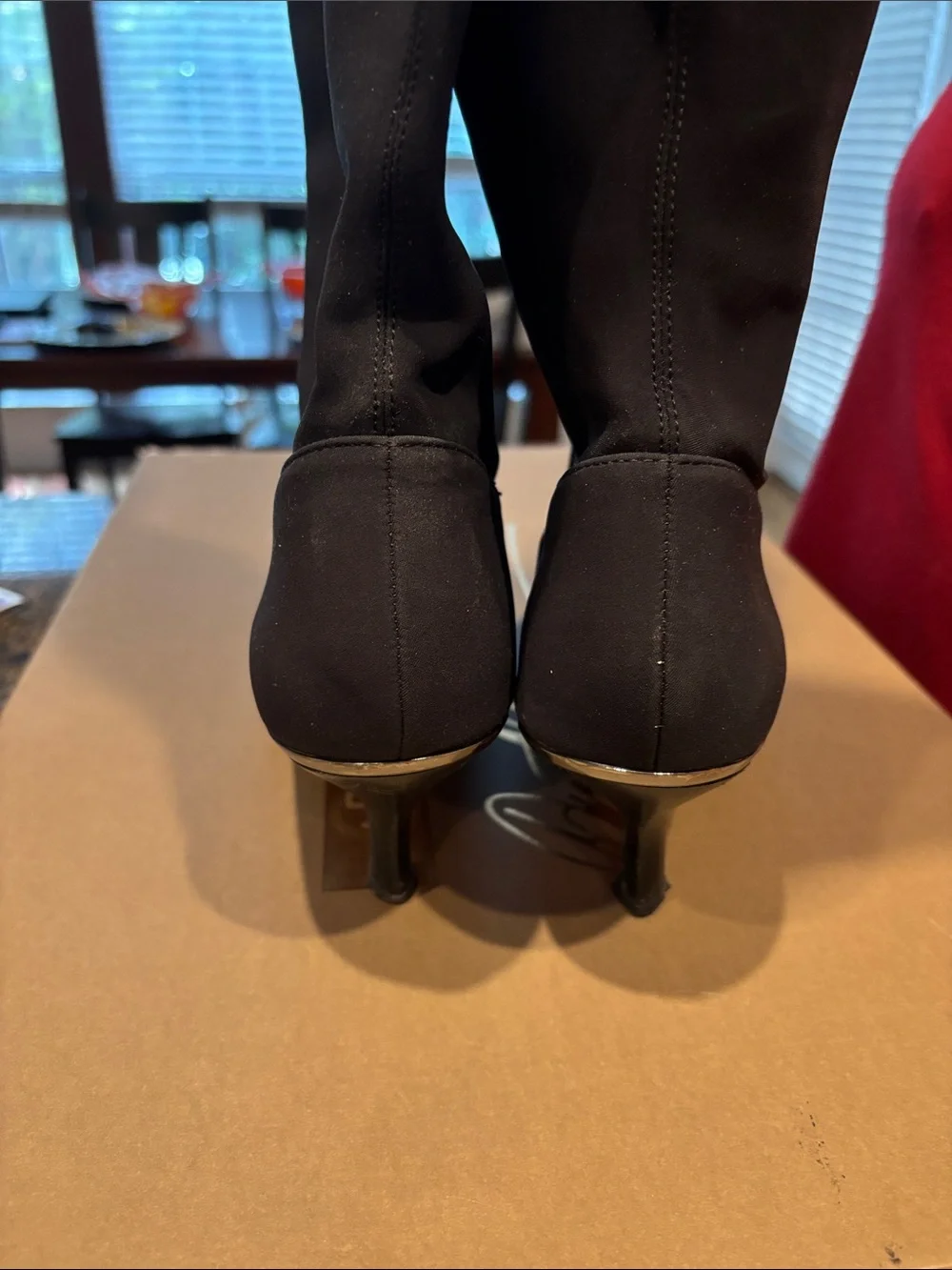 Donald J. Pliner Black Over-the-Knee Pointed Microfiber Boots